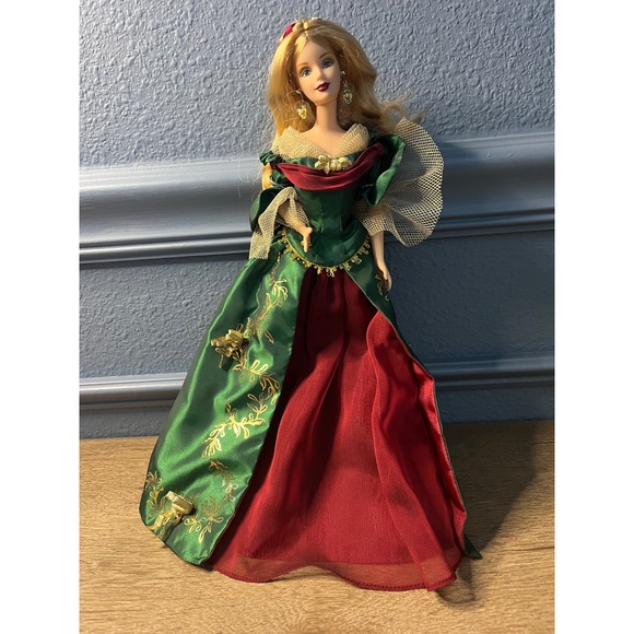 Victorian Christmas Doll Emerald Green Burgundy Gown Lace Trim Gold Colletibles Victorian Christmas Doll Emerald Green Burgundy Gown Lace Trim Gold Colletibles